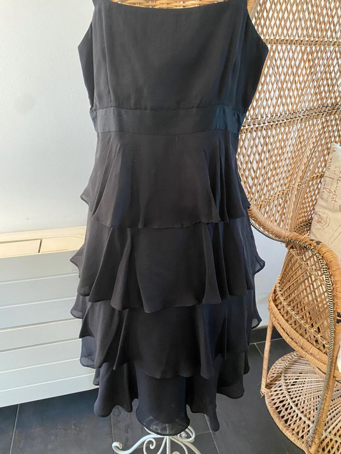 Robe 123 noire à volants 100% soie taille 38 - photo numéro 7