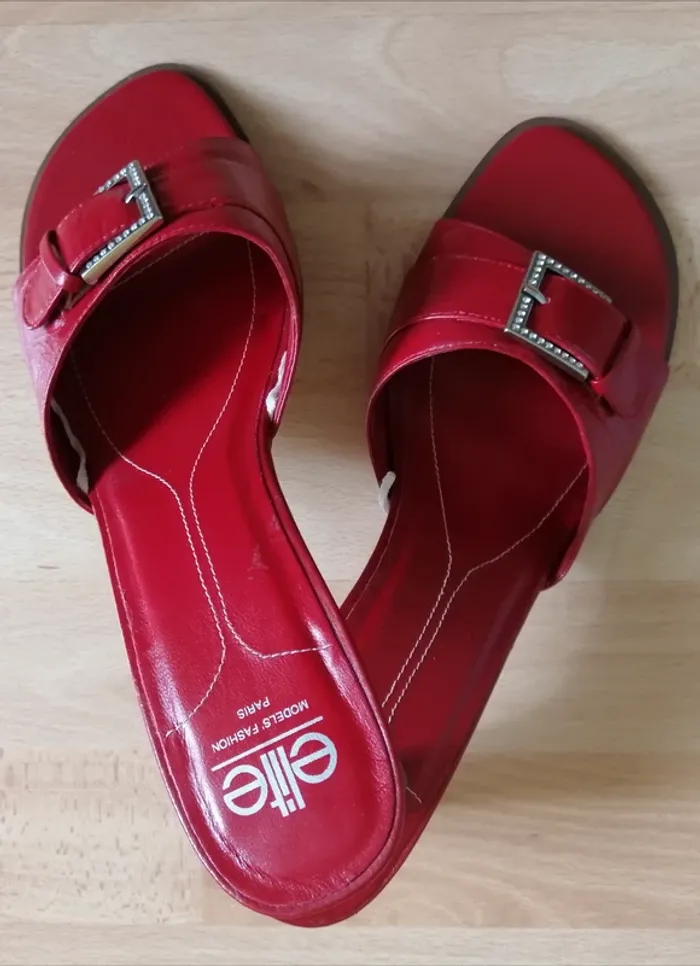 Sandales cuir rouge 40 pieds fins - photo numéro 9