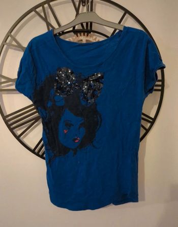 Tee shirt femme 🌿 imprimé bleu noir carton rubics