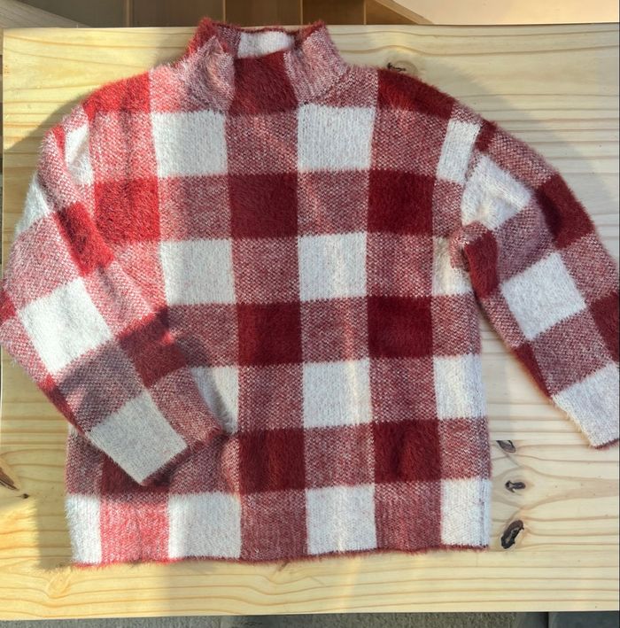 Pull à carreaux rouge et écru Zara Kids