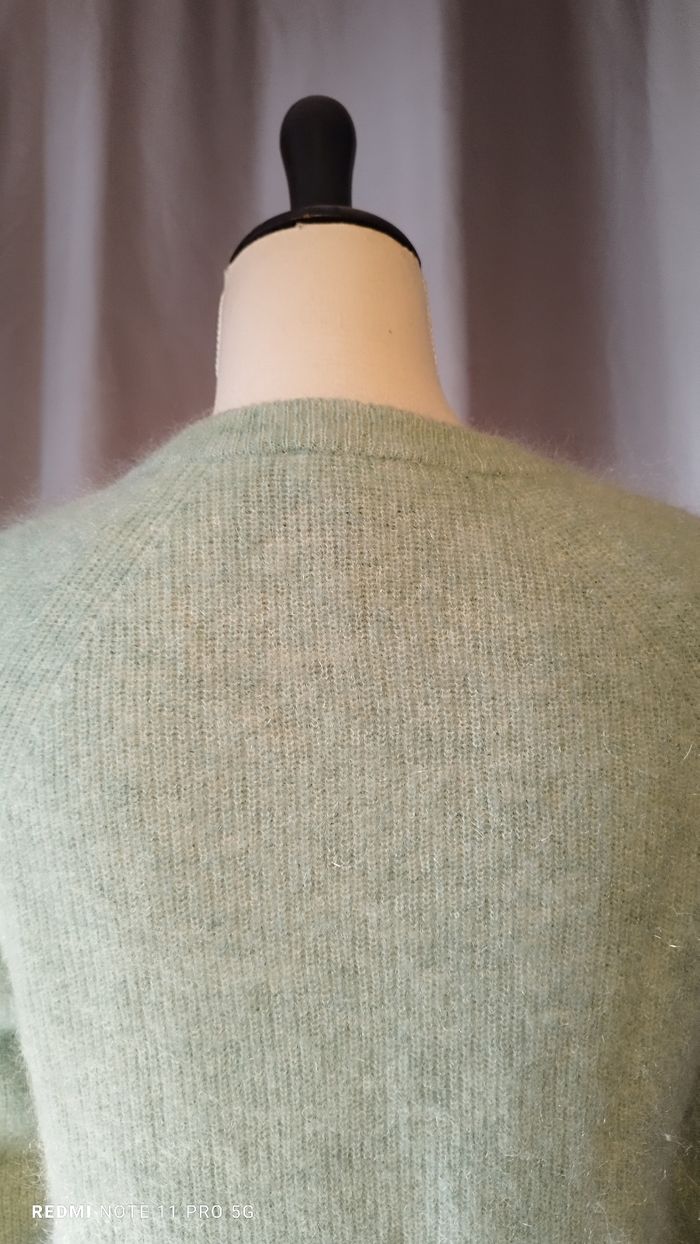 Pull   vert pastel avec angora - photo numéro 3