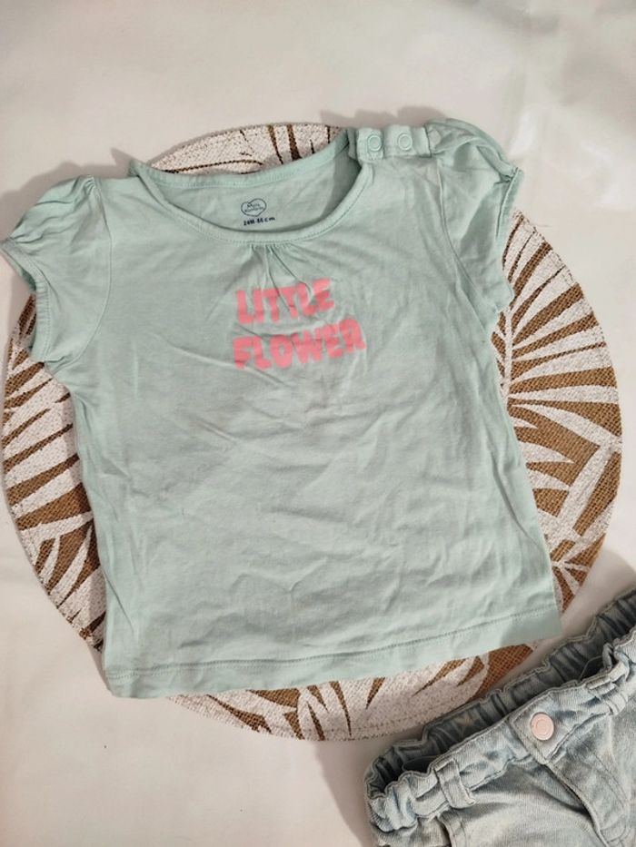 Tee shirt bleu clair col rond 24 mois 86 cm