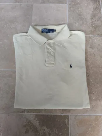 Polo Ralph Lauren homme XXL jaune pâle logo marine