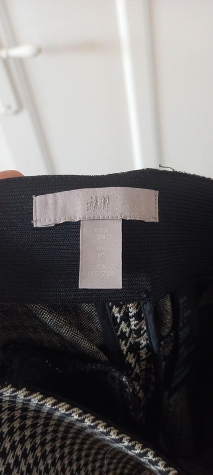 Pantalon droit motif pieds de poule noir et blanc H&M 38 - photo numéro 8