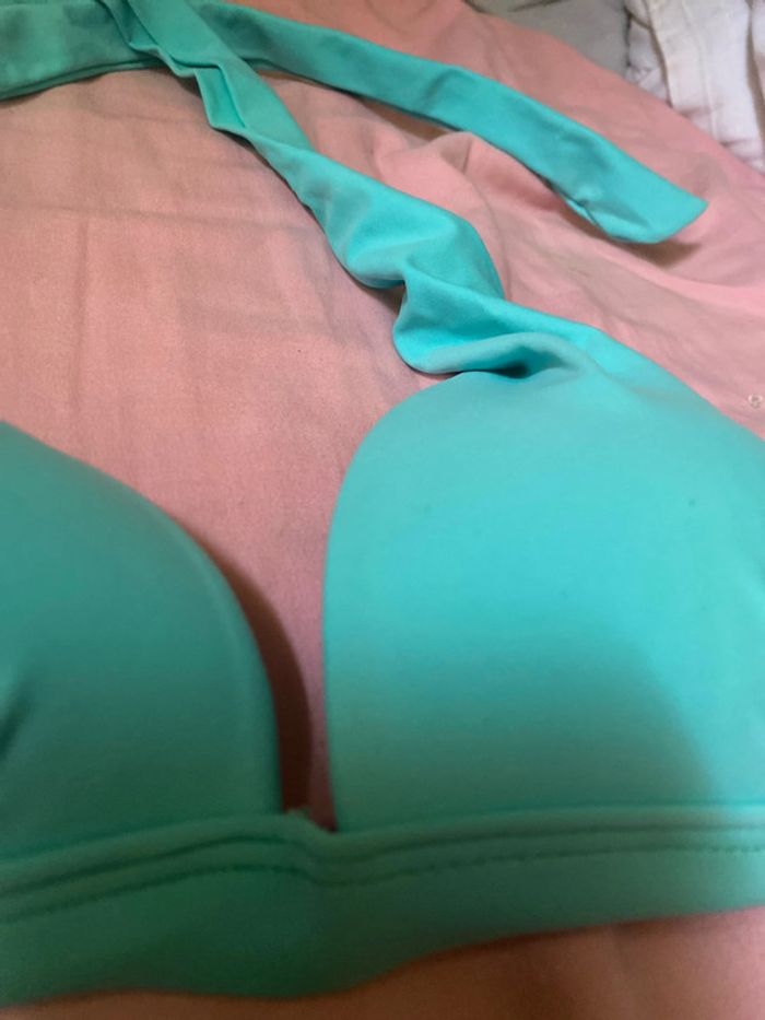 maillot de bain femme deux pièces turquoise et rose - photo numéro 3