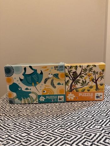 Coq en pate -Lot de 2 Puzzle 70 pièces Océan & 24 pièces Love Cats