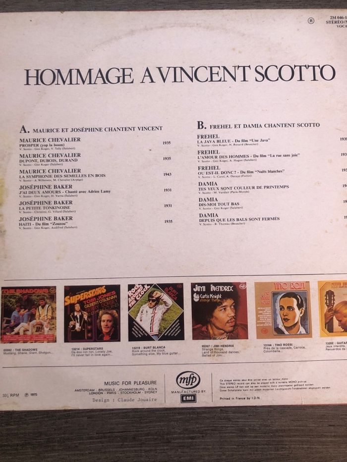 Vinyle 33t Hommage à Vincent Scott - photo numéro 2