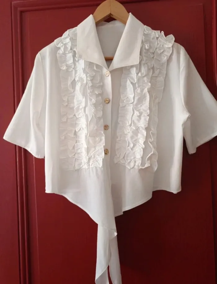 Chemise blouse crop t.38/40 viscose/polyester - photo numéro 2