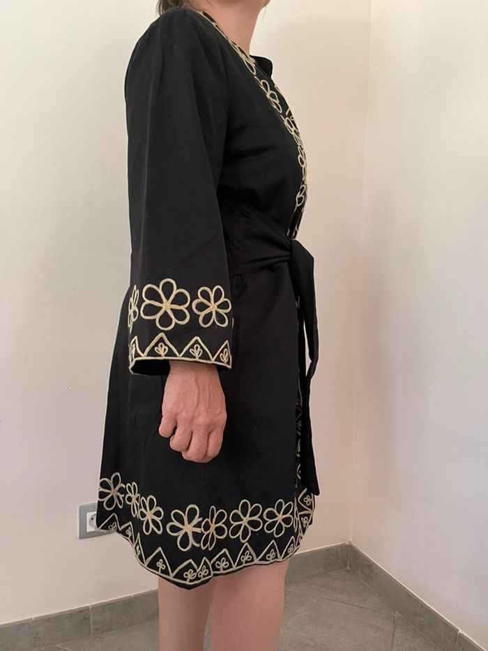 Manteau / pardessus noir brodé - Almatrechi - photo numéro 5