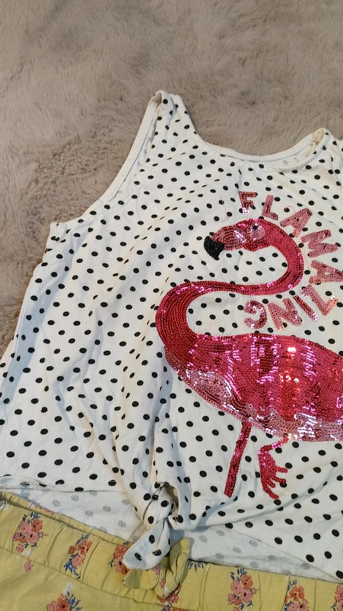 Ensemble t-shirt flamant rose et short pour enfant 7 à 8 ans - photo numéro 9