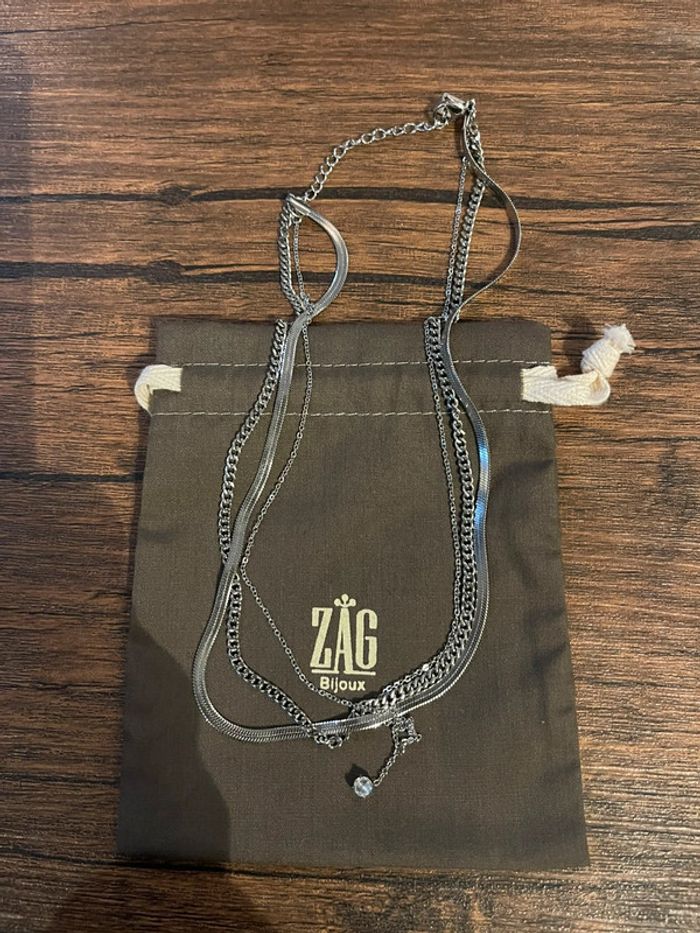 Collier Zag 3 chaînes argent