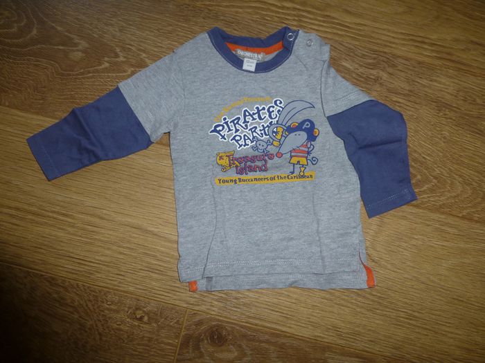 T-shirt manches longues gris et bleu Orchestra - 1 an