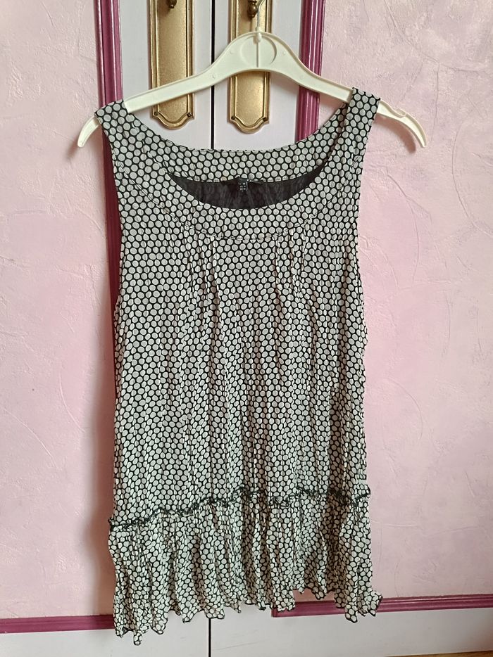 Blouse noire et écru Etam T.38