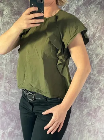 Superbe blouse silhouette au top kaki Zara