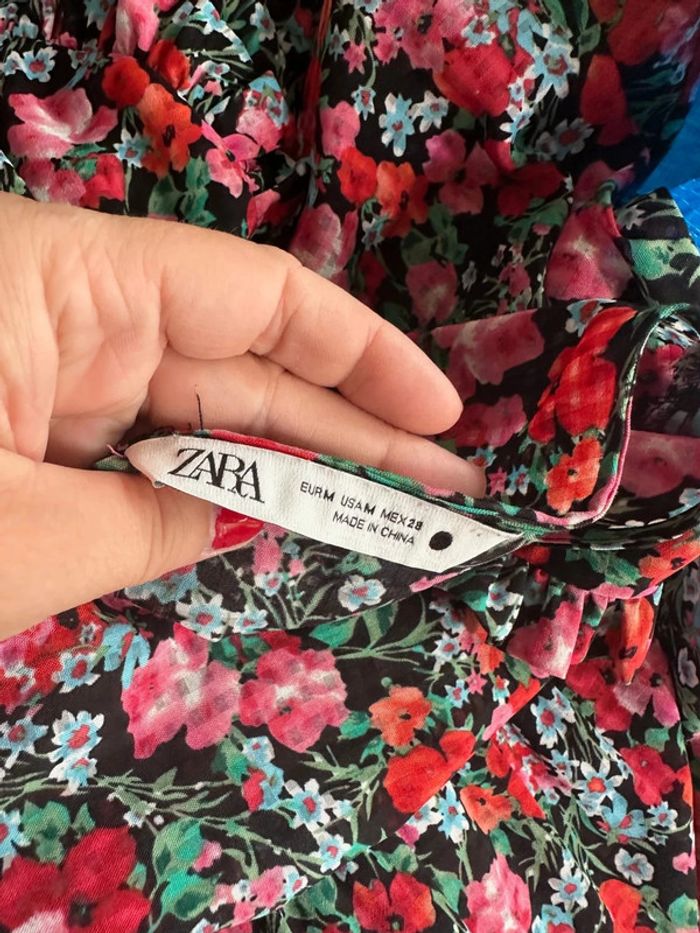 Robe longue fleurie rose rouge - Zara - photo numéro 4