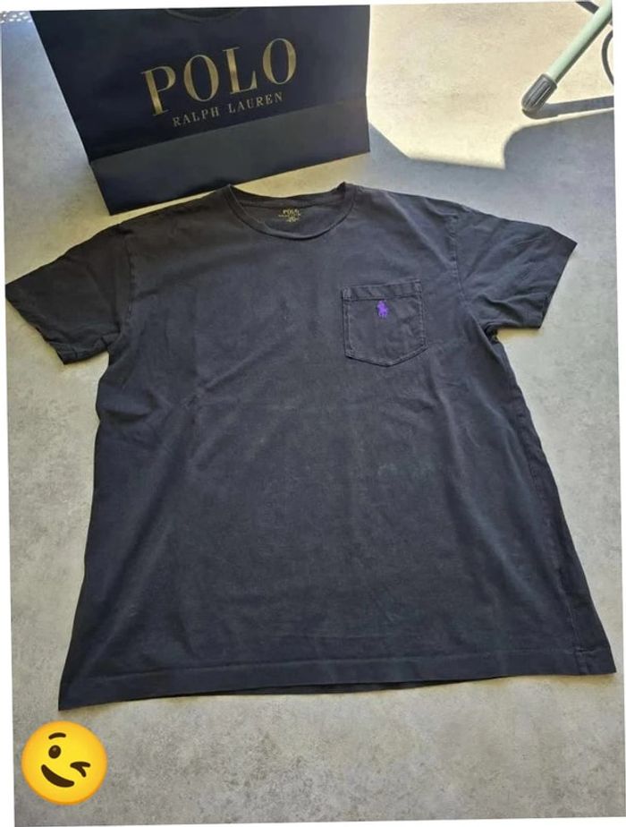 T-shirt Ralph Lauren S coupe col rond noir Homme Men tee107 - photo numéro 4