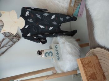 Jolie pyjama velour gris chauve souris Kiabi mixte bébé fille bébé garcon 3 mois 62cm