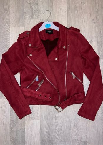 Veste de moto en daim framboise Osley - Taille 40