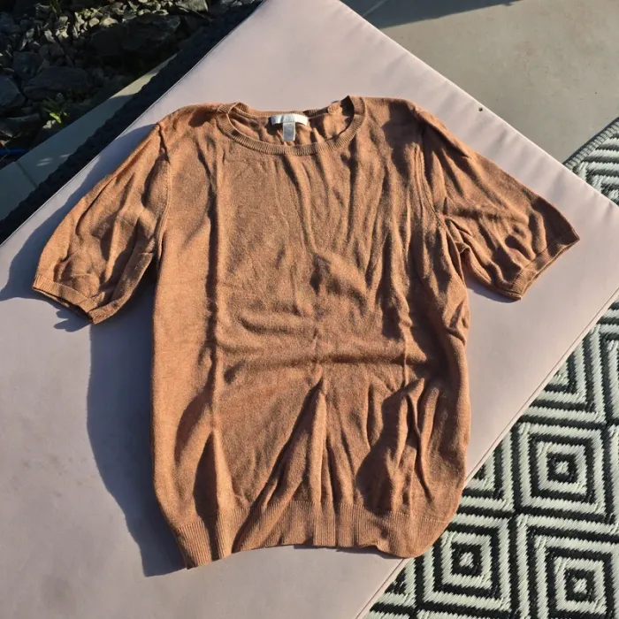 Petit pull maille manches courtes mi saison camel h&m taille s