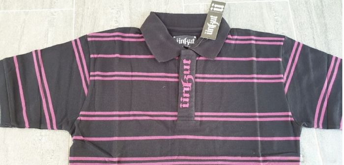 Encore avec étiquette polo unkut noire bandes violettes taille M - photo numéro 2