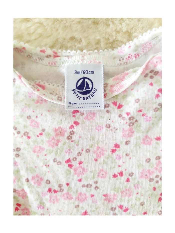 Body en coton manches courtes petites fleurs Petit Bateau 3 mois - photo numéro 2