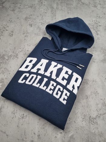 Pull à capuche universitaire Baker College bleu – Taille M Homme