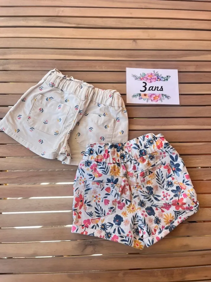 Lot short en jean fleuris 2 ans - photo numéro 3