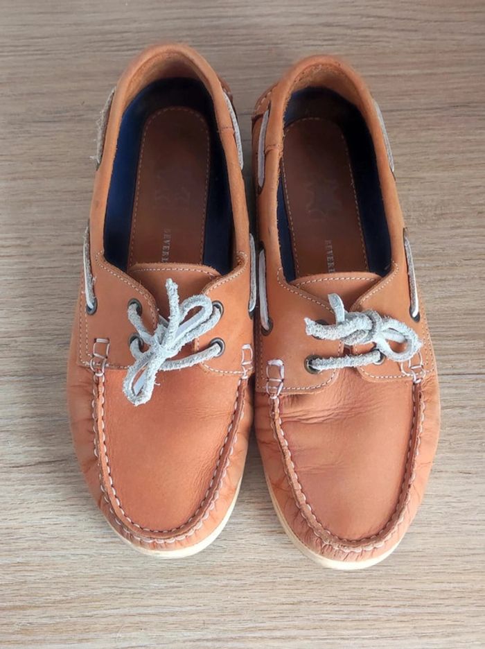 Chaussures bateau camel blanc cuir / Beverley - 40 - photo numéro 6