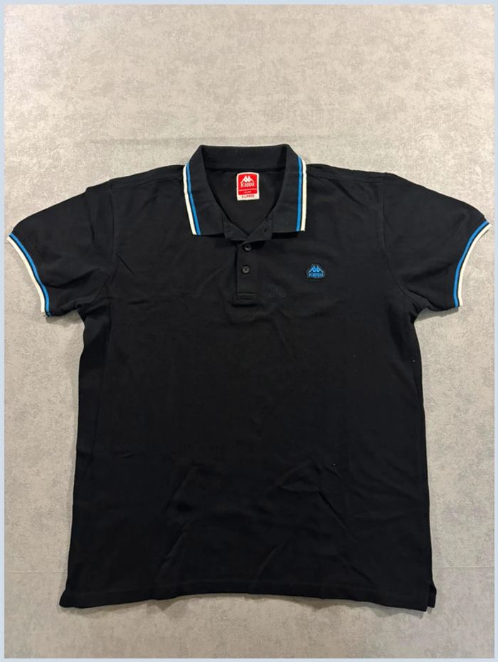 Polo Kappa Vintage noir logo brodé taille XL