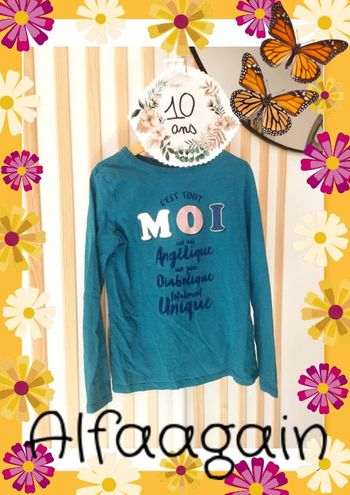 T-shirt manches longues bleu Gémo 10ans