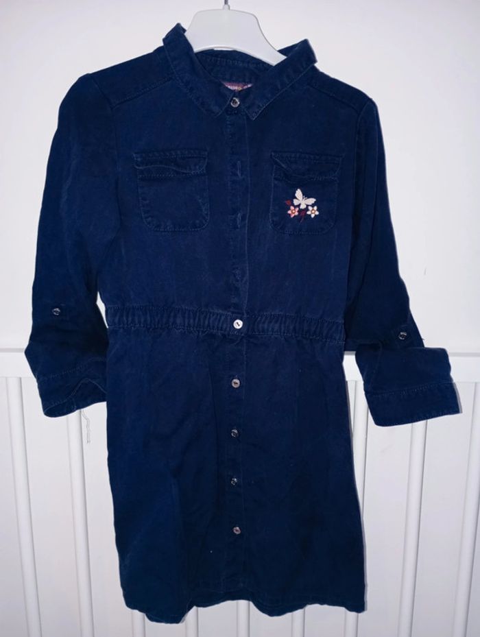 Robe mi saison sergent major 7 ans motif broderie fleur papillon