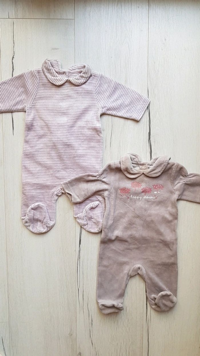Lot de 2 pyjamas velours vertbaudet fille 1mois