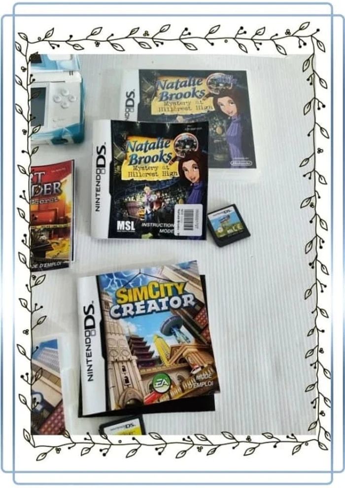Lot nintendo ds avec une nintendo blanche en bon état mais il y'a des traces + 3 jeux - photo numéro 3
