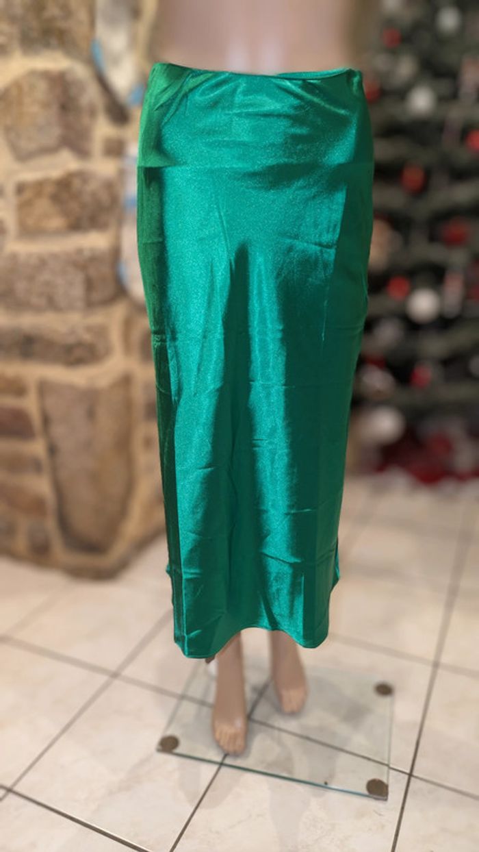Jupe satin vert