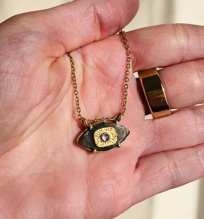 Collier talisman œil Labradorite - photo numéro 5