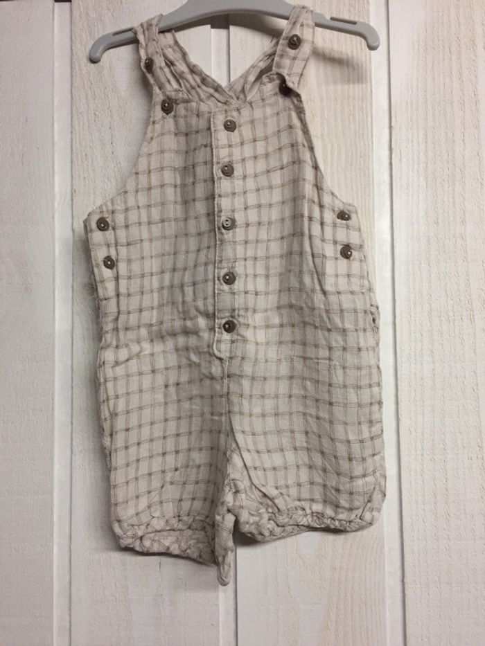 Salopette short lin - Grain de blé - 12m