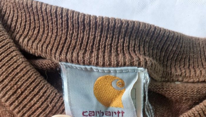 Carhartt Pull col rond marron rayures orange Homme taille M - photo numéro 8