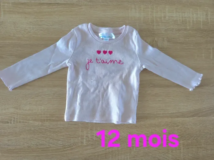 Tshirt manches longues rose 12 mois