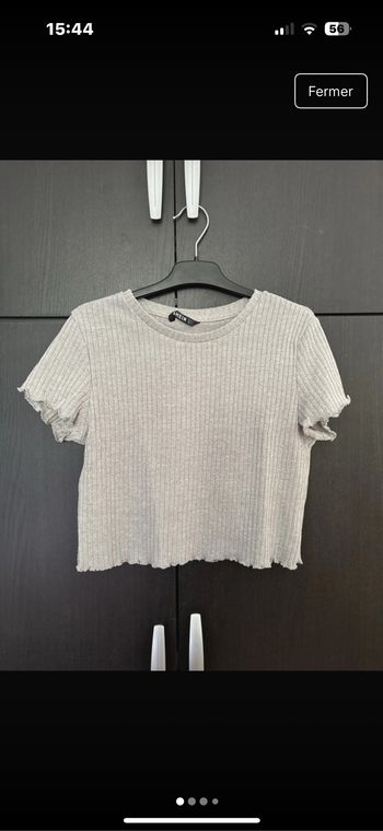 Top gris côtelé