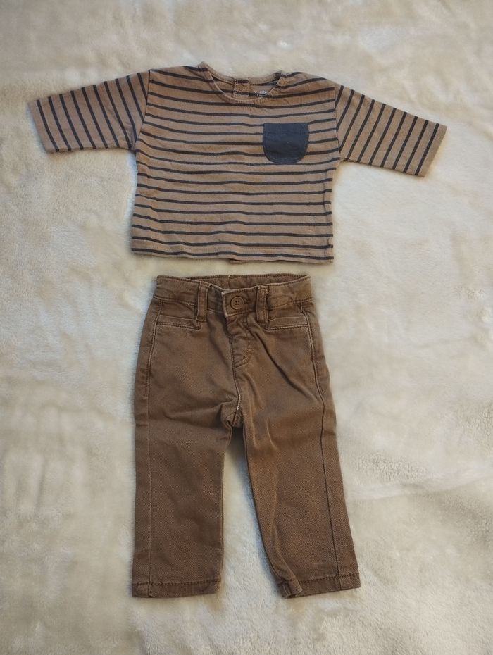 T-shirt ml + pantalon garçon 3 mois