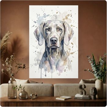 Affiche artistique “Chien Braque de Weimar” aquarelle poster décoration murale A3 Sans cadre