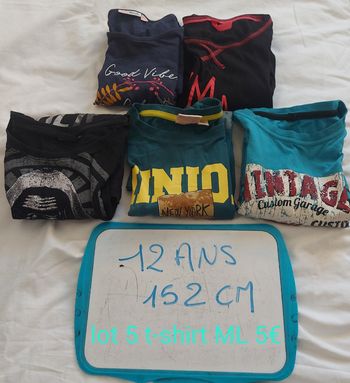 Lot 5 t-shirt ML 12 ans