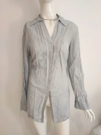 Blouse manches longues bleu/gris a lignes
