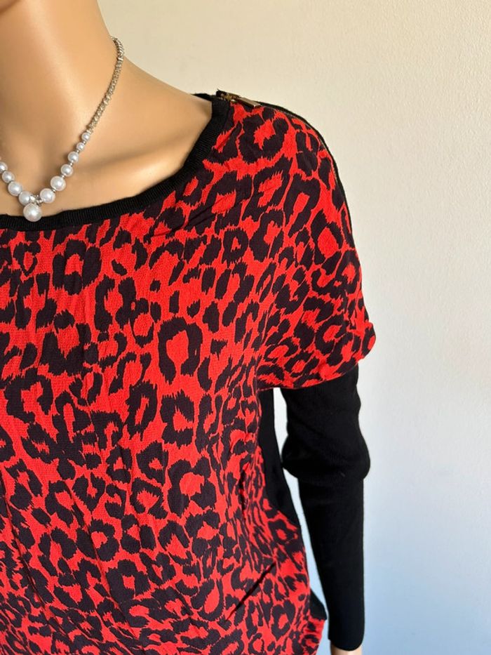 Pull rouge et noir Morgan taille M jamais porté - photo numéro 6