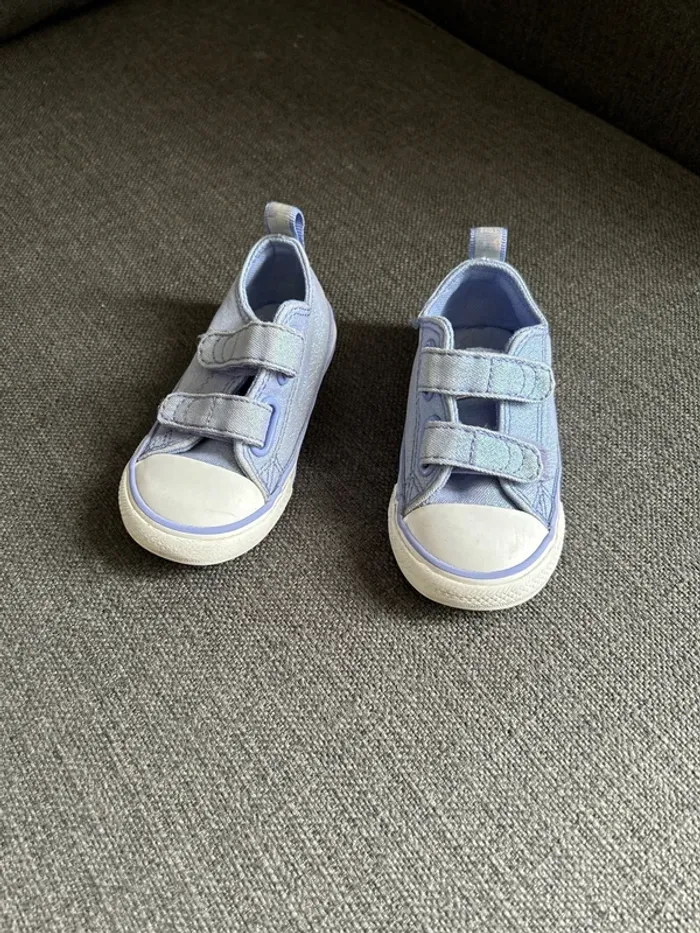 Converse basse bébé fille, violette à paillettes, taille 22