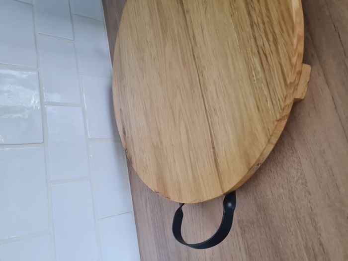 Plateau rond bois et métal noir - photo numéro 3