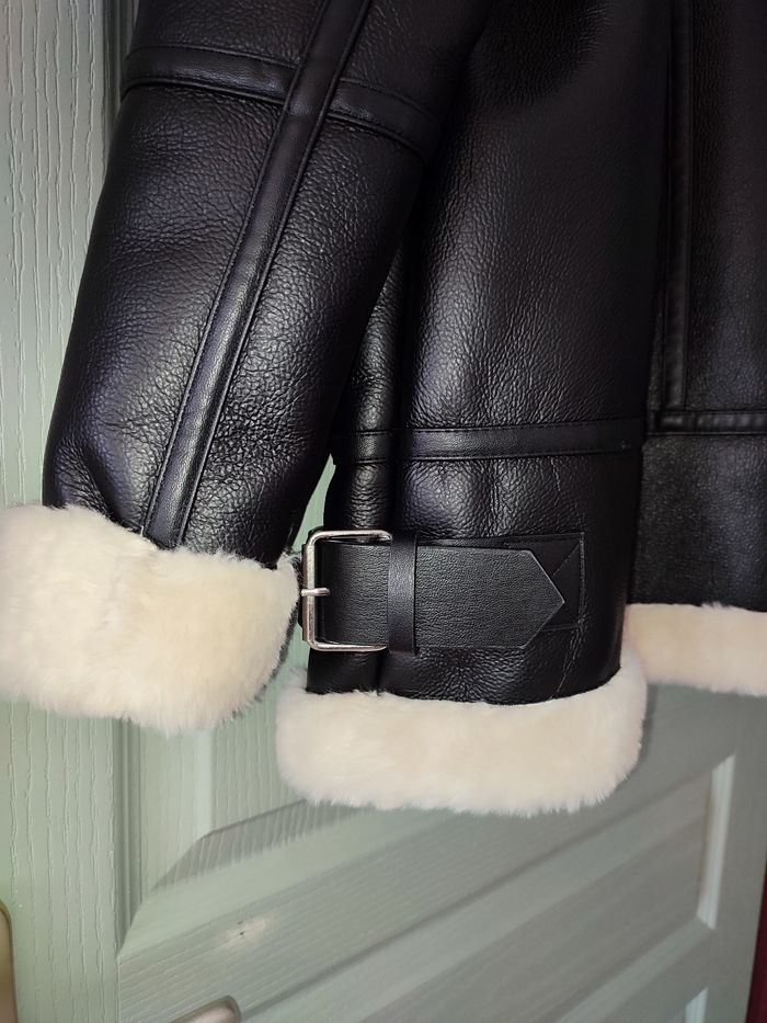 Blouson aviateur fourré, simili cuir, mi long - photo numéro 4