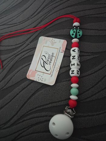 Attache tétine silicone coccinelle 
