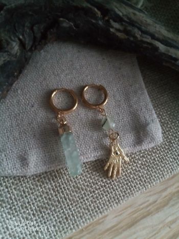 Boucles d'oreilles bohèmes main jade phrénite