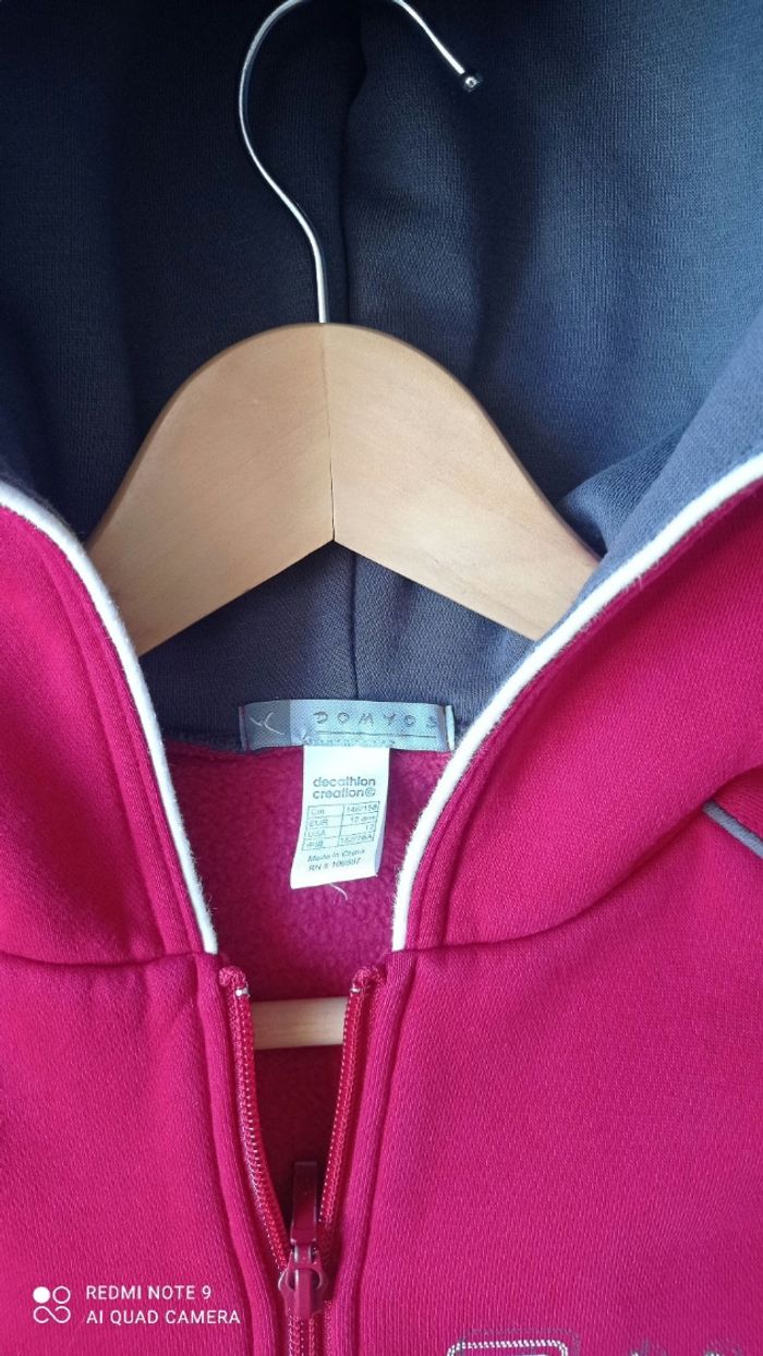 Veste sweat à capuche Domyos rouge intérieur polaire 12 ans - photo numéro 7